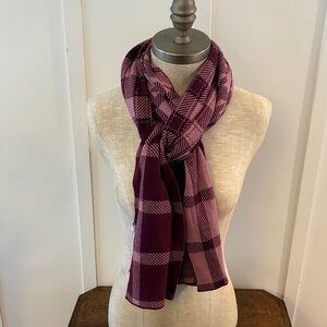 Isaac Mizrahi Pink and Purple Plaid Scarf